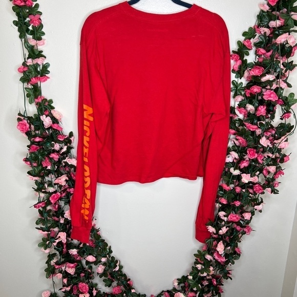 Nickelodeon 90s Cartoons Red Cropped Long Sleeve Graphic Shirt Womens Medium - Picture 3 of 9